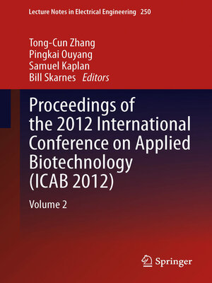 cover image of Proceedings of the 2012 International Conference on Applied Biotechnology (ICAB 2012)